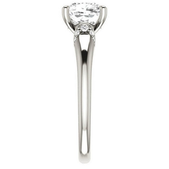 2.5Carat -8.0mm Cushion Moissanite Accented Engagement Ring - Picture 3 of 15